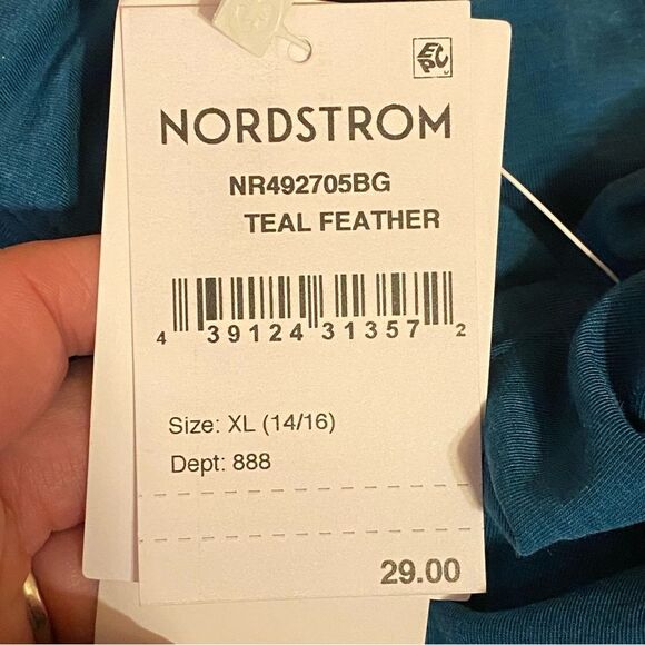 Zella NWT Cropped Tee Wear 2 Ways Crew Neck Womens Size XL Teal Blue Cap Sleeve - Picture 6 of 8